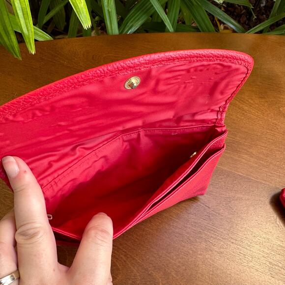 Vintage 1980s Red Leather Clutch Handbag with Attachable Coin Purse - Picture 6 of 9